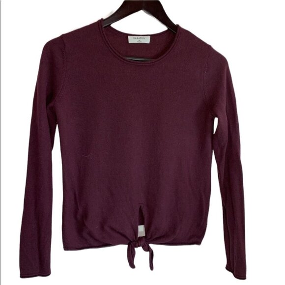 ARITZIA  Babaton Cardamon Burgundy Merino Wool Tie Front Size XS - Picture 5 of 9